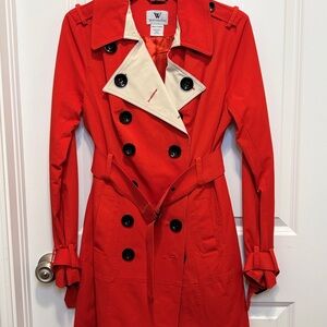 Worthington Vibrant orange Trench Coat with Cream Details